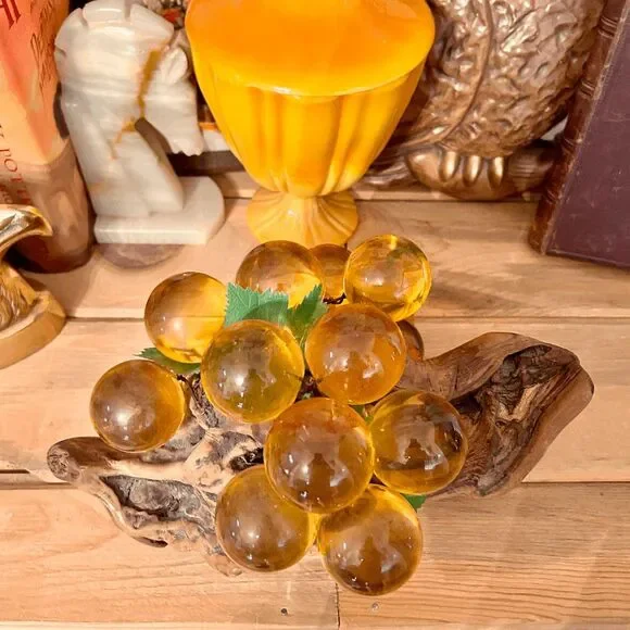 Vintage Mid-Century Amber Lucite Grape Cluster - MCM Home Decor - Picture 5 of 5